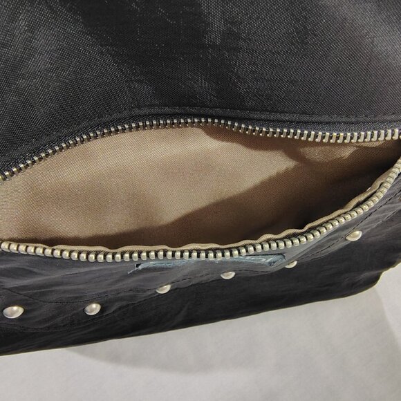 BAGGALLINI Studded Shoulder Tote Handbag Black Nylon Purse Light Weight Pockets - Picture 11 of 16